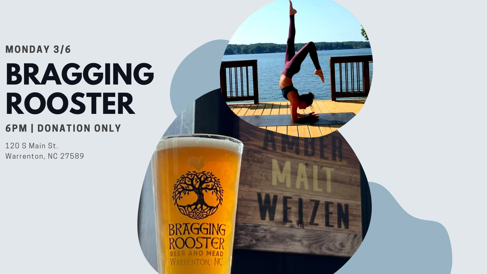 Lake Gaston Yoga Pop Up Class at Bragging Rooster